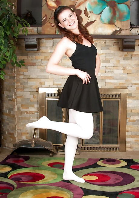 Hot american teen Alison Rey in skirt exposing her ass and cute pussy 